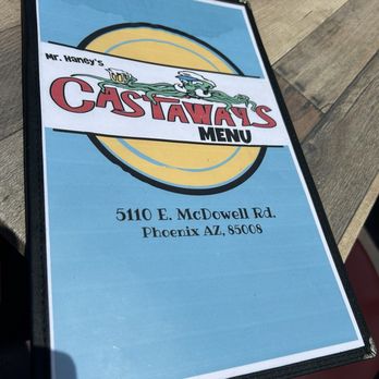 The Castaways menu on a table